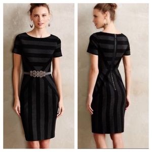 Anthropologie Maeve Black & Grey Geoplane Pencil Dress